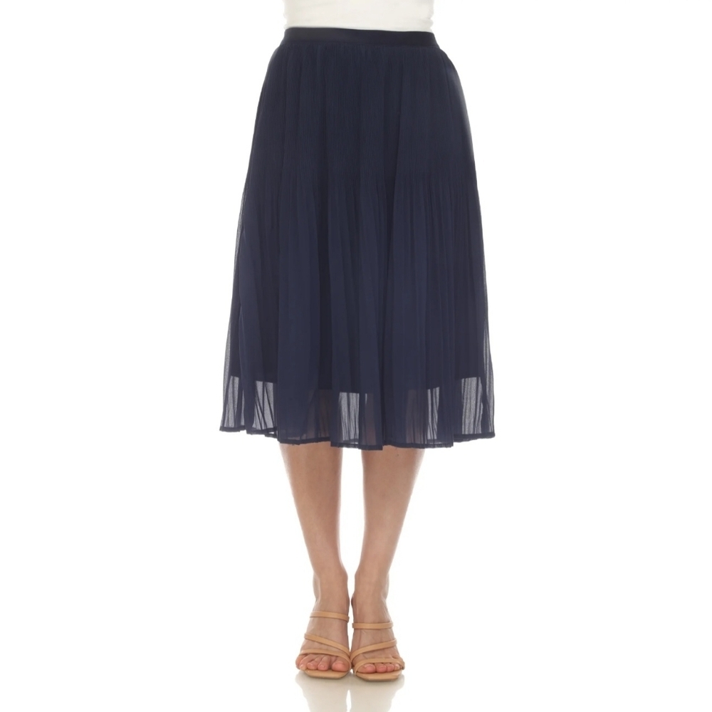Maggie McNaughton NWT Pleated Elastic Waist Casual Accordion Midi Skirt Size 1X
